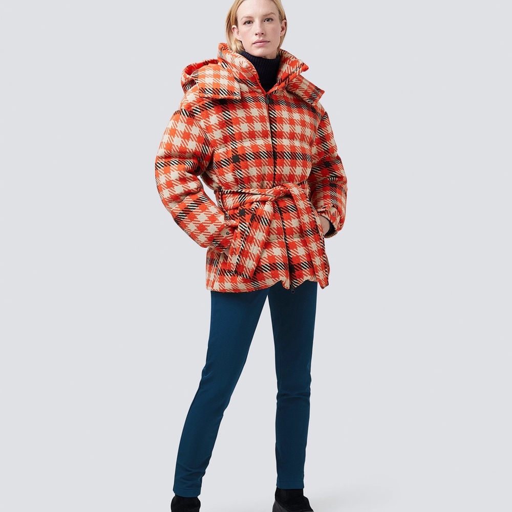 Perfect Moment Orange White Black Gingham Ski Jacket M